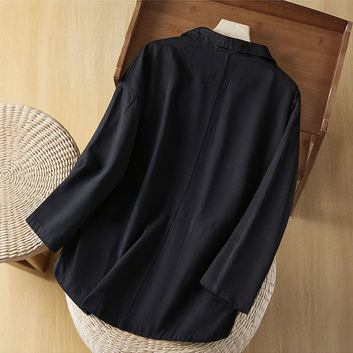 Veste de costume en coton à boutons unis et poches pour femme Buddha Stones - image 10