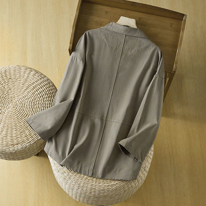 Veste de costume en coton à boutons unis et poches pour femme Buddha Stones - image 16