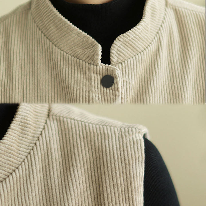 Gilet sans manches en coton côtelé avec poches pour femme Motif Buddha Stones - image 6