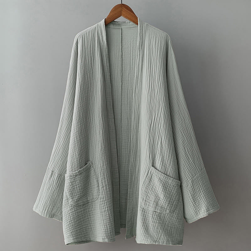 Veste en coton et lin à manches longues et poches, motif Buddha Stones, style méditation zen - image 2