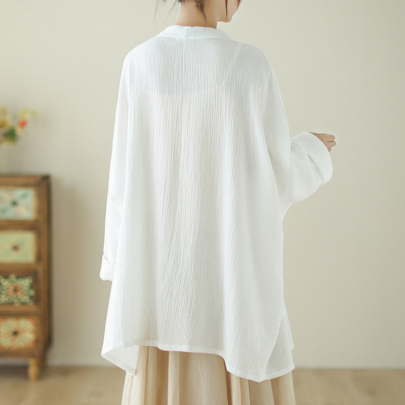 Veste en coton et lin à manches longues et poches, motif Buddha Stones, style méditation zen - image 12