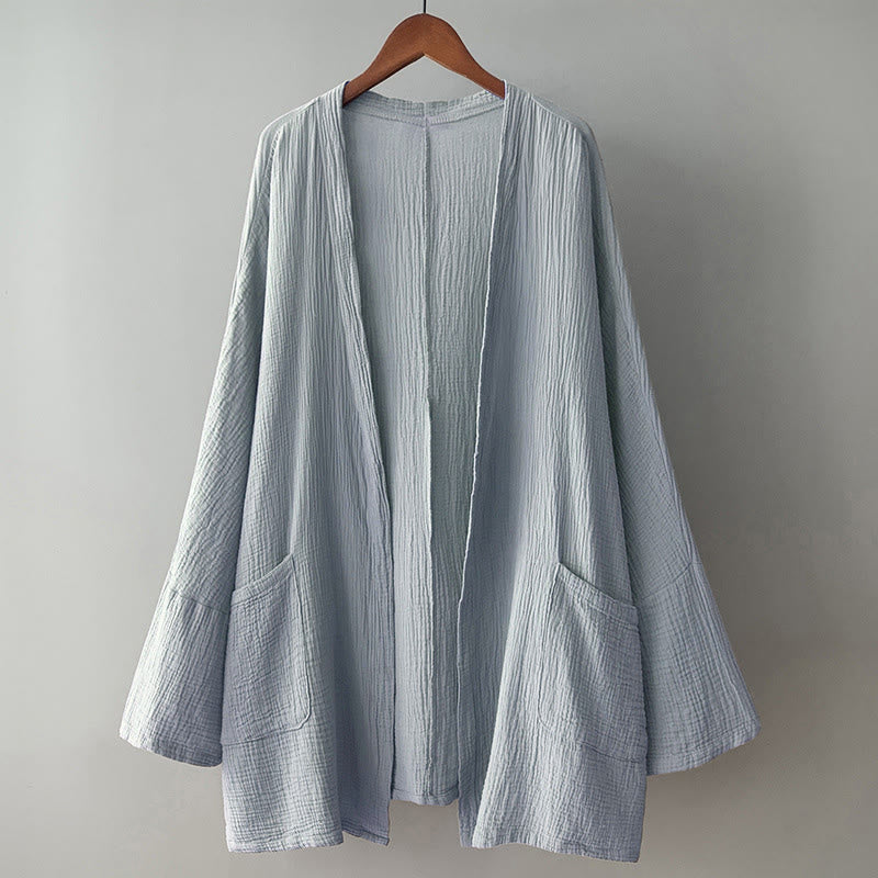 Veste en coton et lin à manches longues et poches, motif Buddha Stones, style méditation zen - image 16