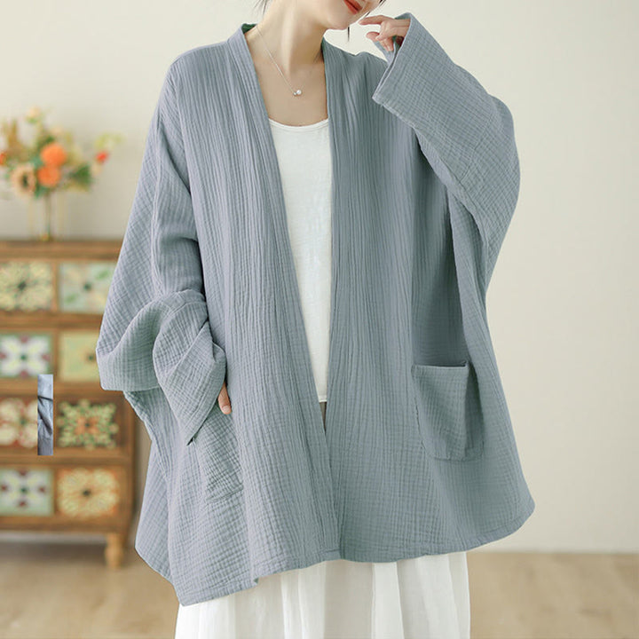 Veste de méditation zen unie à manches longues Buddha Stones avec poches - image 19