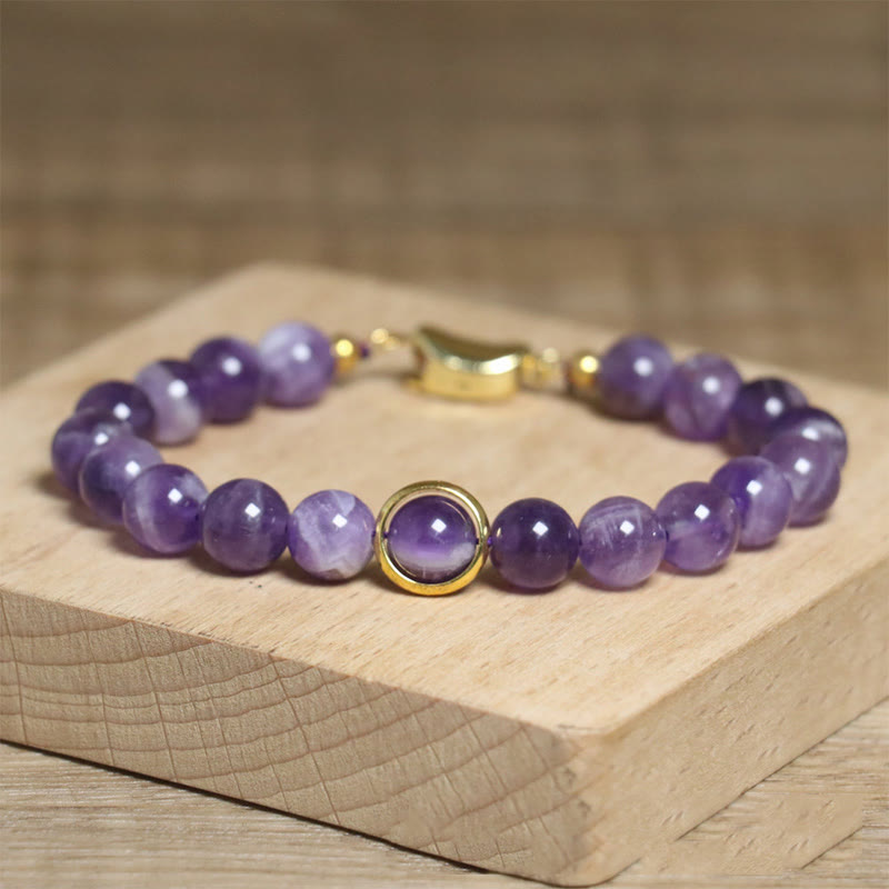 Bracelet en perles d'améthyste naturelle Buddha Stones , équilibre, soulagement du stress - image 2