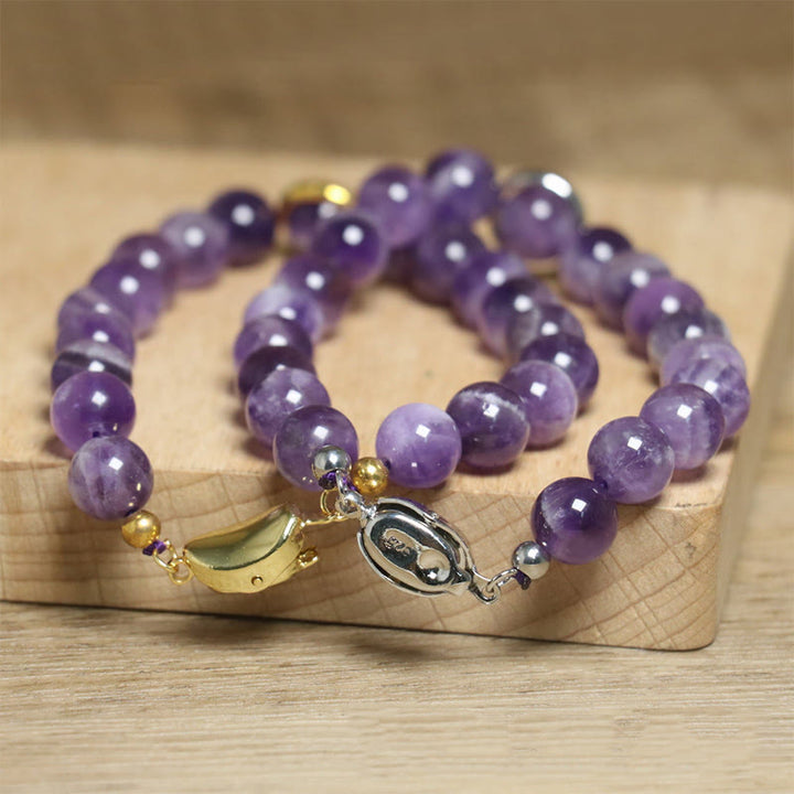 Bracelet en perles d'améthyste naturelle Buddha Stones , équilibre, soulagement du stress - image 12
