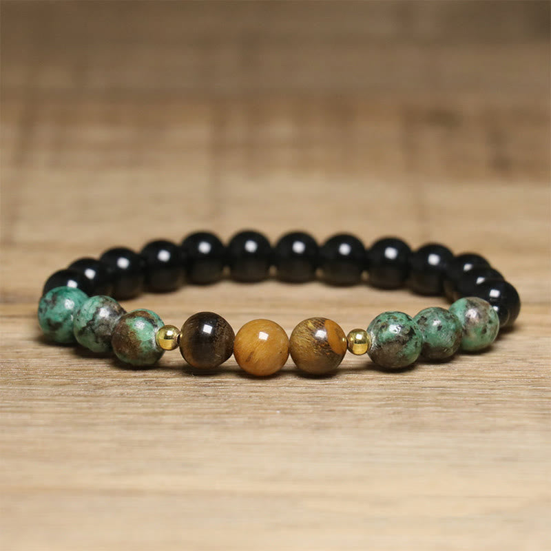 Bracelet Buddha Stones Turquoise Tiger Eye Perles Verre Équilibre Sérénité - image 8