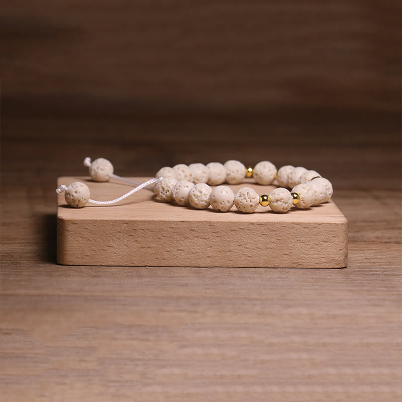 Bracelet de guérison et de calme en Buddha Stones de lave blanche, symbole Om - image 4
