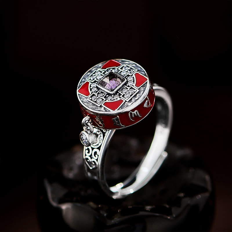 Bague de richesse rotative en cuivre avec roue de prière et Buddha Stones Om Mani Padme Hum - Cuivre (Richesse ♥ Chance) - image 1
