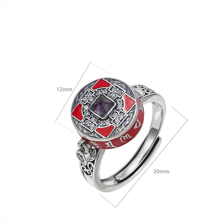 Bague de richesse rotative en cuivre avec roue de prière et Buddha Stones Om Mani Padme Hum - image 5