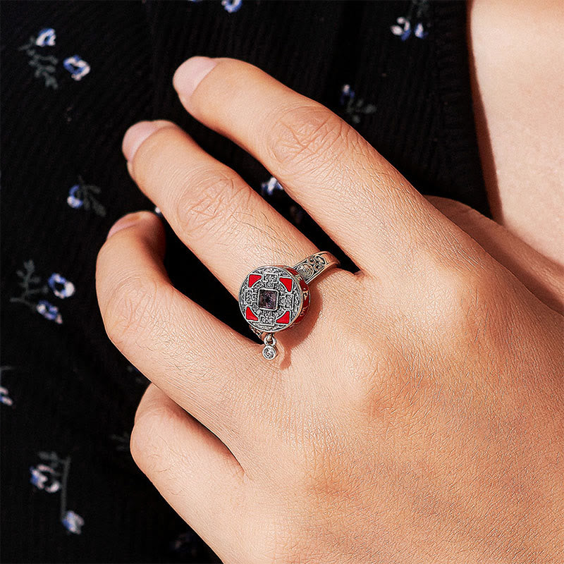 Bague de richesse rotative en cuivre avec roue de prière et Buddha Stones Om Mani Padme Hum - image 9