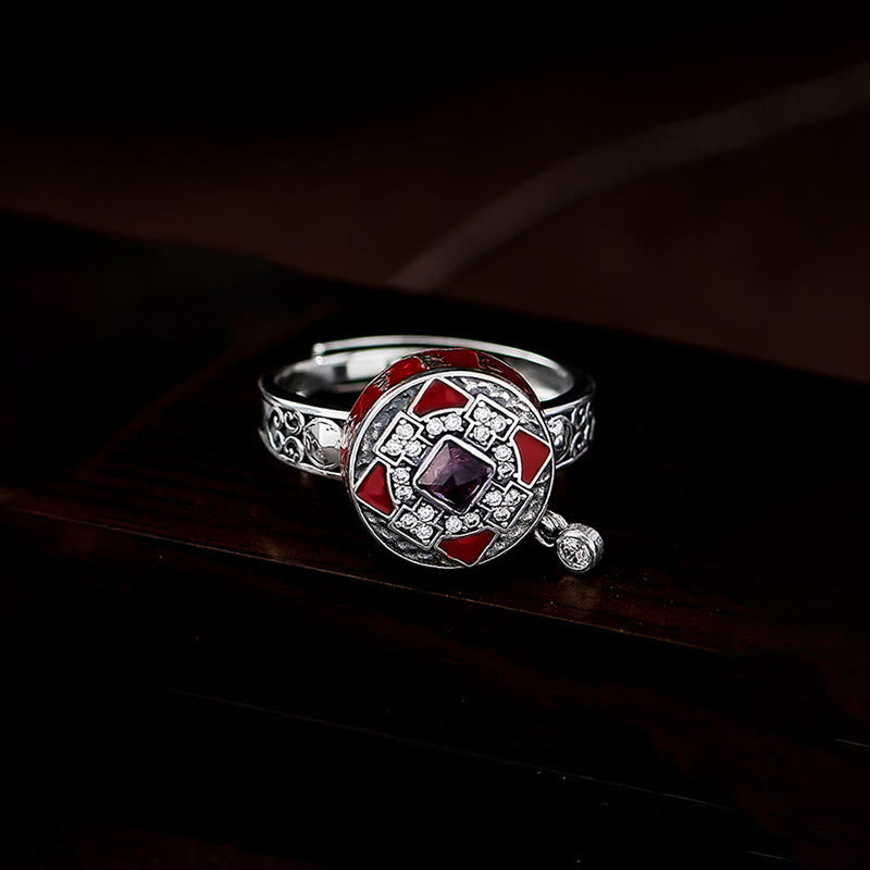 Bague de richesse rotative en cuivre avec roue de prière et Buddha Stones Om Mani Padme Hum - image 2