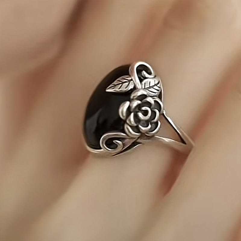 Bague ajustable en cuivre avec fleur de rose et Buddha Stones - image 2