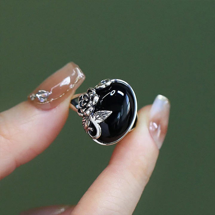 Bague ajustable en cuivre avec fleur de rose et Buddha Stones - image 4
