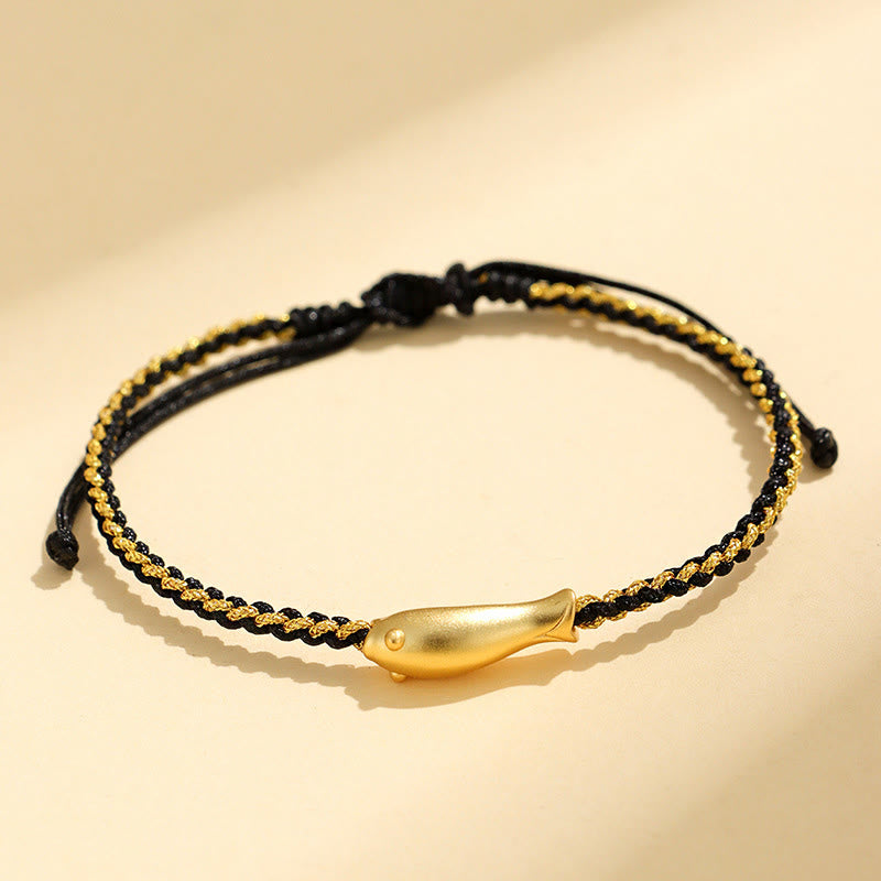 Bracelet de protection en corde et argent sterling 999 avec Buddha Stones et poisson koï porte-bonheur - Cordon noir (Tour de poignet : 15-19 cm) - image 9