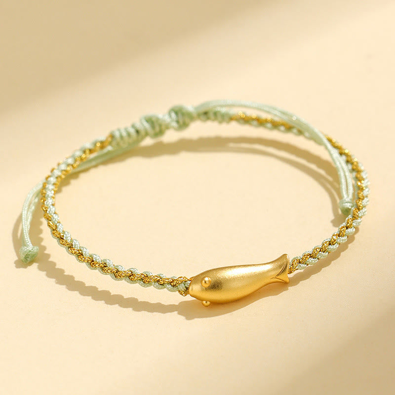 Bracelet de protection en corde et argent sterling 999 avec Buddha Stones et poisson koï porte-bonheur - Corde verte (Tour de poignet : 15-19 cm) - image 14