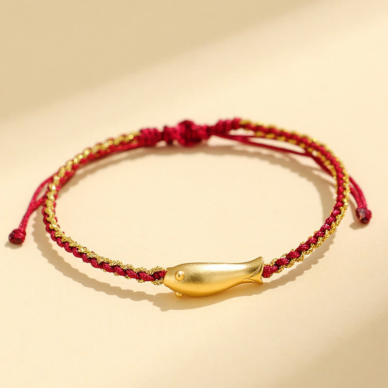 Bracelet de protection en corde et argent sterling 999 avec Buddha Stones et poisson koï porte-bonheur - Corde rouge foncé (tour de poignet : 15-19 cm) - image 12