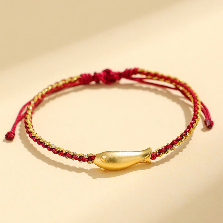 Bracelet de protection en corde et argent sterling 999 avec Buddha Stones et poisson koï porte-bonheur - Corde rouge foncé (tour de poignet : 15-19 cm) - image 12
