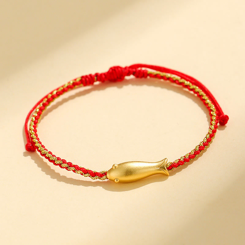Bracelet de protection en corde et argent sterling 999 avec Buddha Stones et poisson koï porte-bonheur - Corde rouge (tour de poignet : 15-19 cm) - image 2