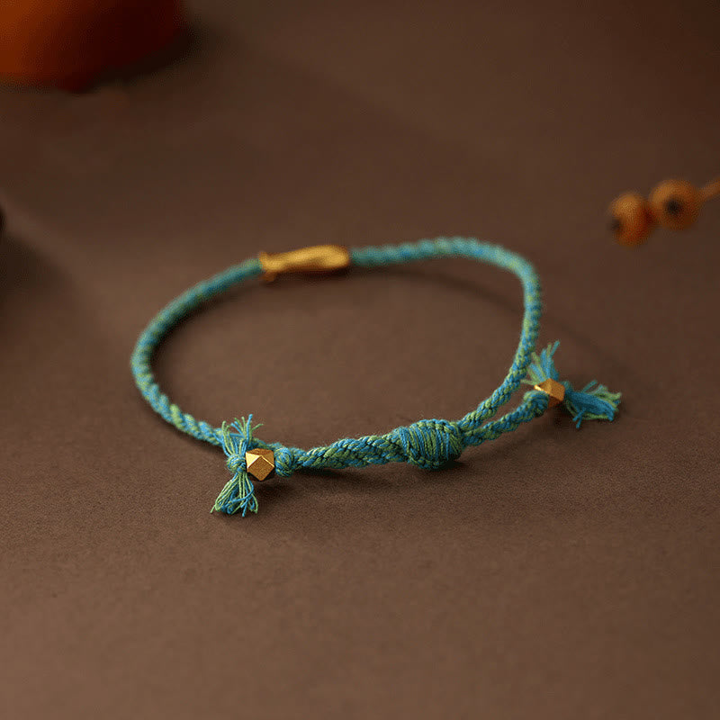 Bracelet porte-bonheur en corde et cuivre avec Buddha Stones et poisson koï - image 2