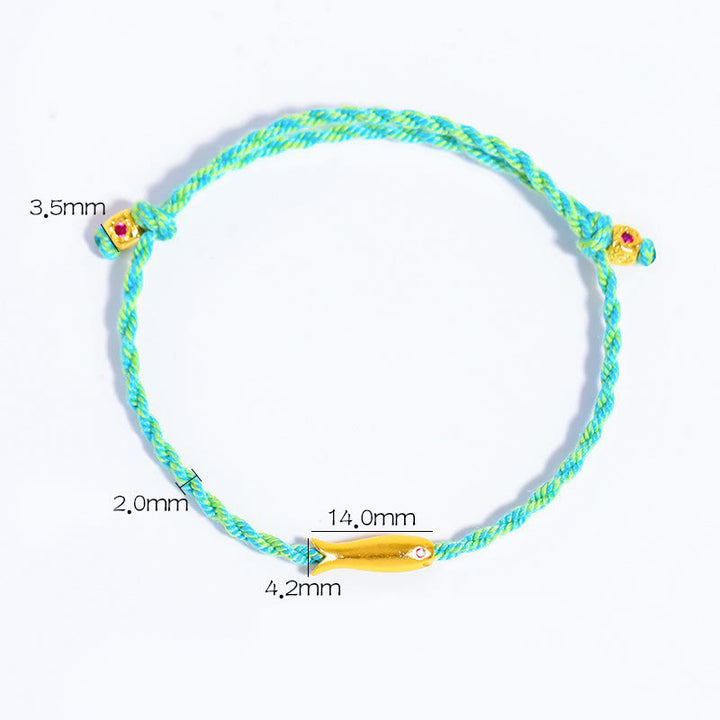 Bracelet porte-bonheur en corde et cuivre avec Buddha Stones et poisson koï - image 4