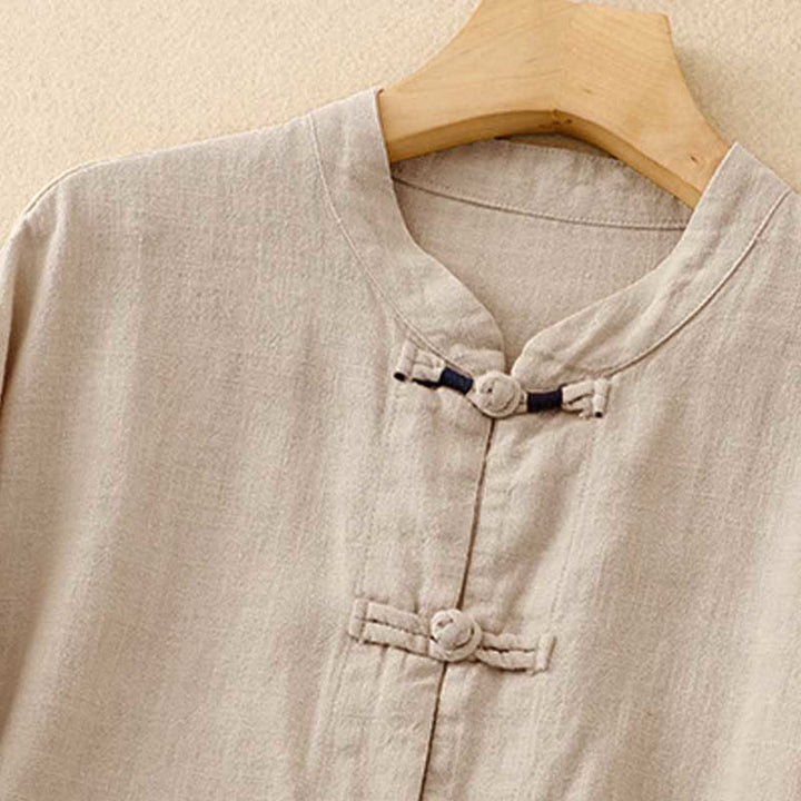 Vêtements décontractés en coton avec boutons et nœuds chinois , Buddha Stones , littéraires et artistiques - image 2