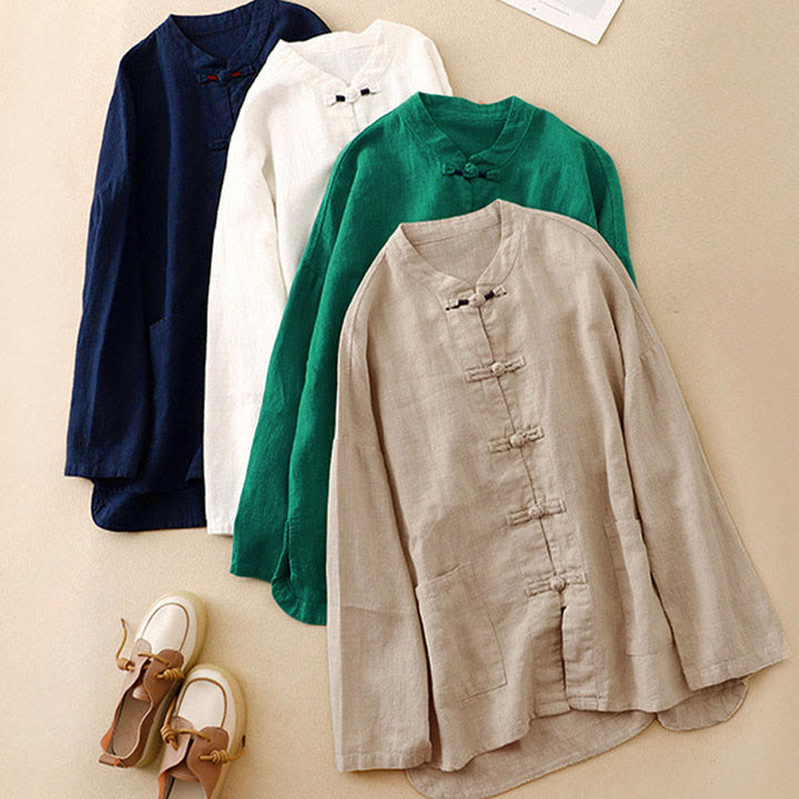 Vêtements décontractés en coton avec boutons et nœuds chinois , Buddha Stones , littéraires et artistiques - image 24