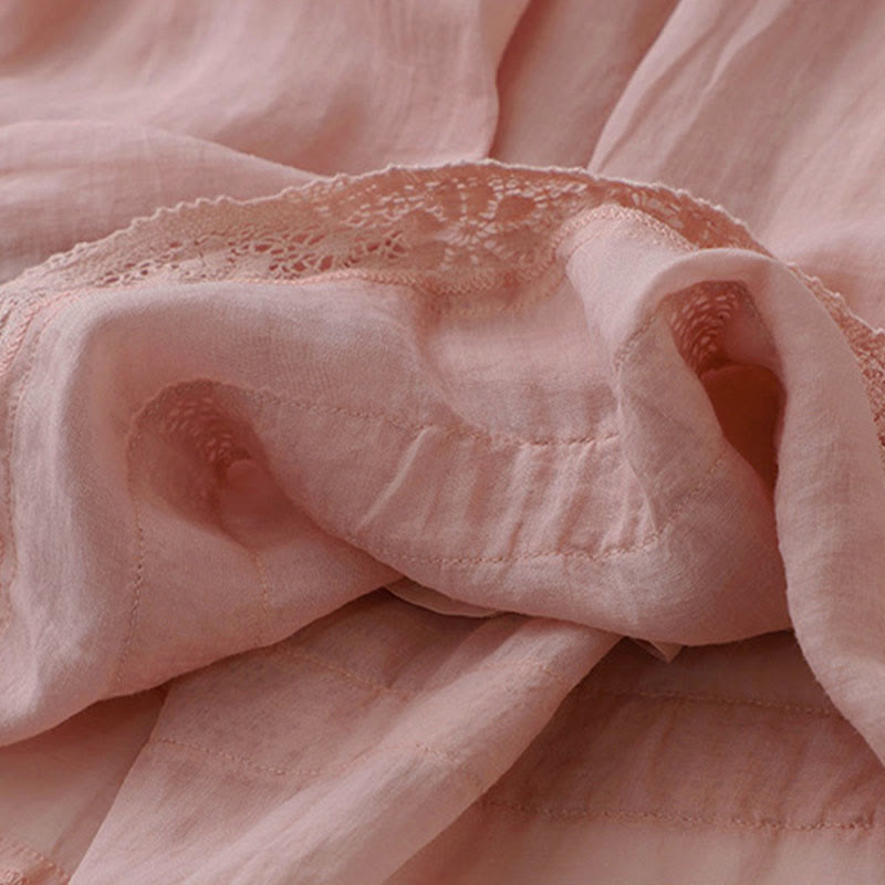 Jupe femme en coton à taille élastique et dentelle unie Buddha Stones - image 6