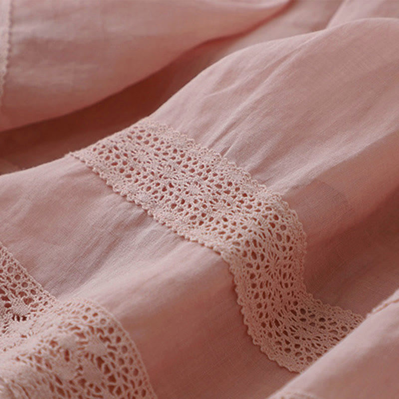 Jupe femme en coton à taille élastique et dentelle unie Buddha Stones - image 4