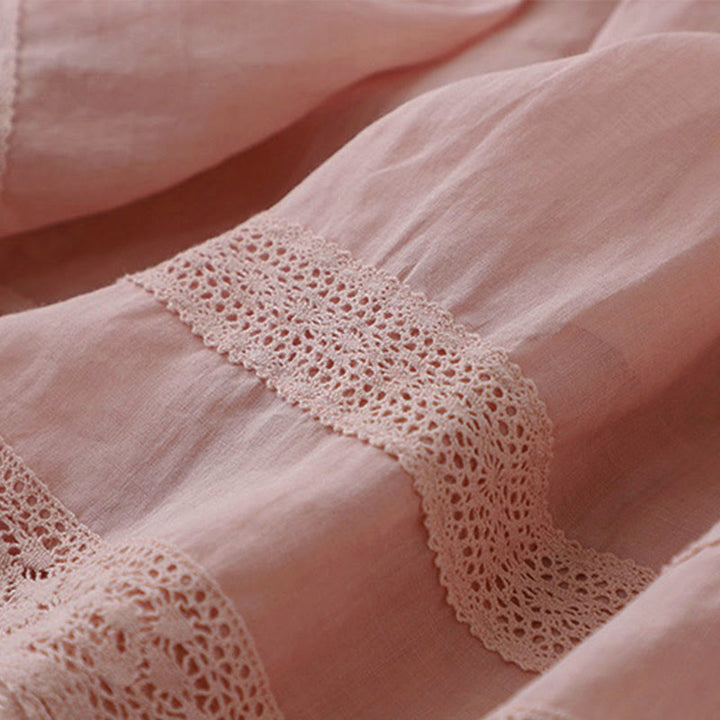 Jupe femme en coton à taille élastique et dentelle unie Buddha Stones - image 3