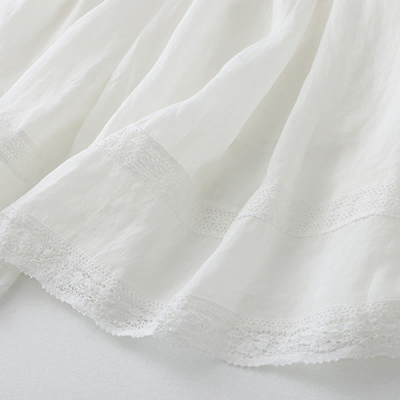 Jupe femme en coton à taille élastique et dentelle unie Buddha Stones - image 13