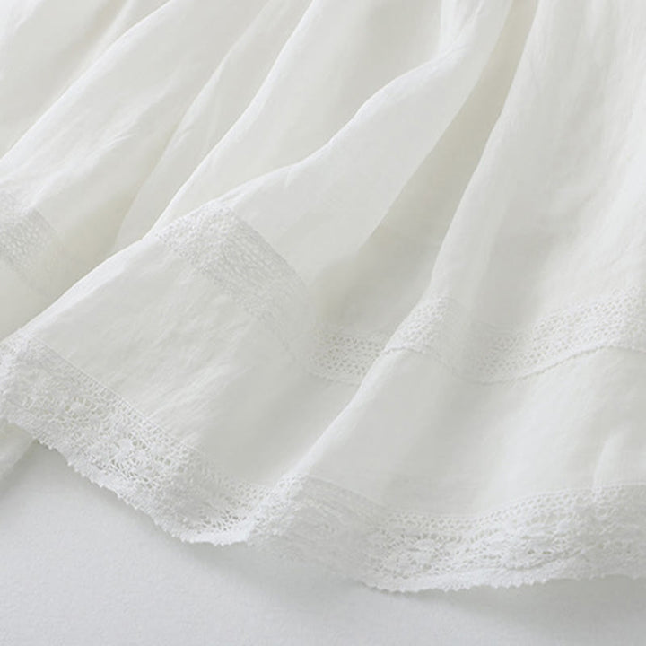 Jupe femme en coton à taille élastique et dentelle unie Buddha Stones - image 13