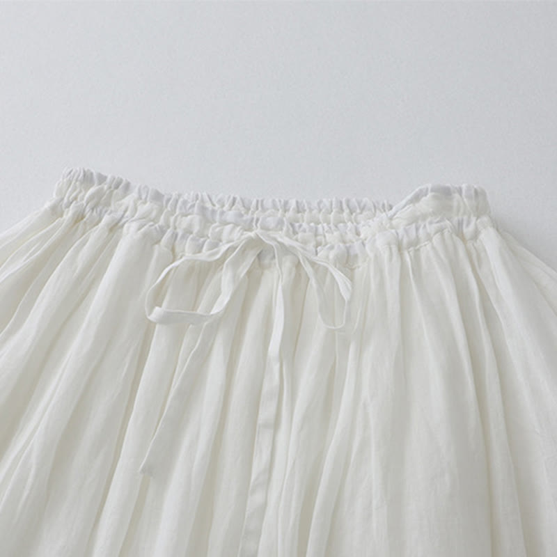 Jupe femme en coton à taille élastique et dentelle unie Buddha Stones - image 13