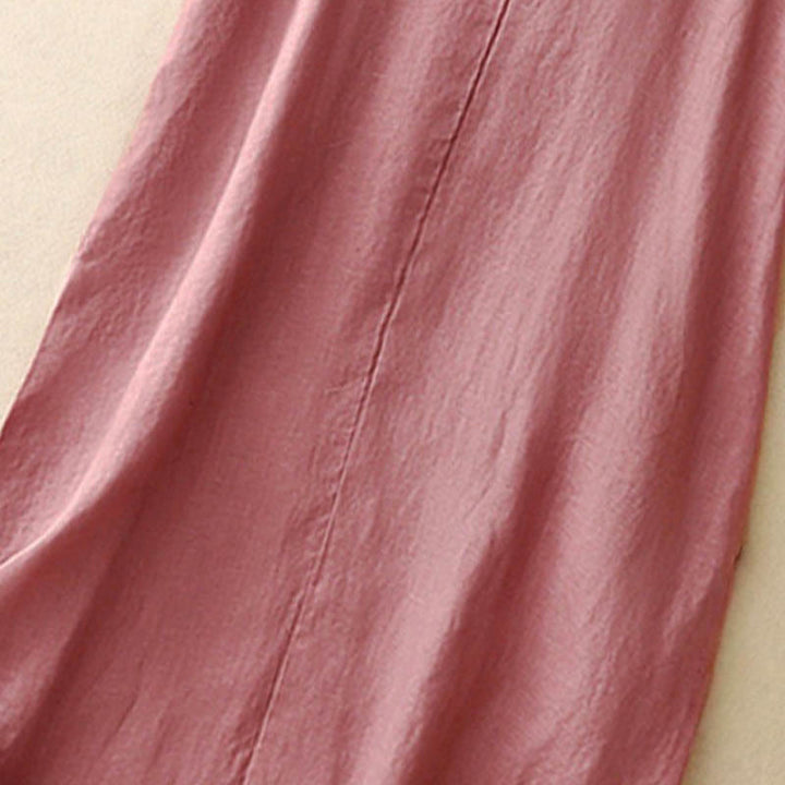 Robe midi sans manches à col rond, coupe simple et décontractée, ornée de poches, couleur unie, motif Buddha Stones . - image 2