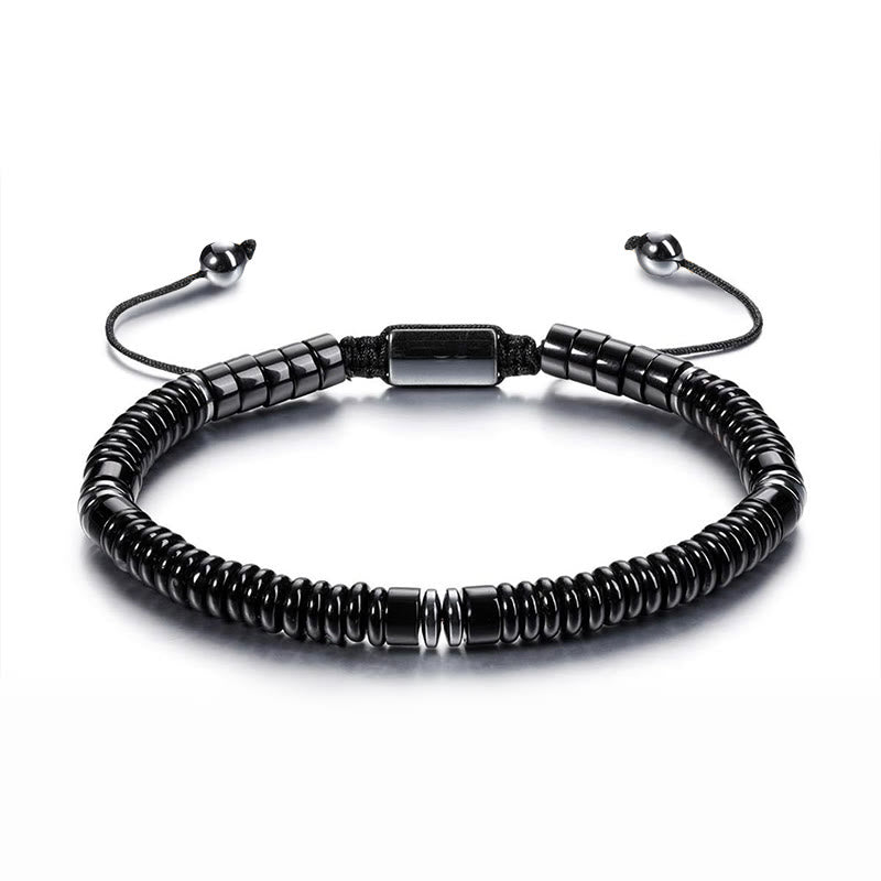 Bracelet en corde de force Buddha Stones, petit, obsidienne noire, aventurine verte, jaspe gris, œil de tigre - Obsidienne noire (circonférence du poignet : 15-20 cm) - image 1