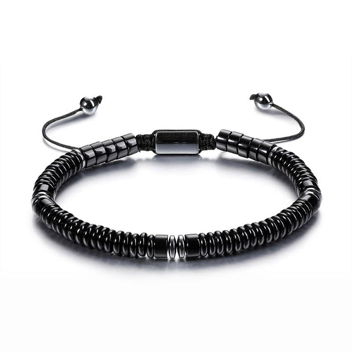 Bracelet en corde de force Buddha Stones, petit, obsidienne noire, aventurine verte, jaspe gris, œil de tigre - Obsidienne noire (circonférence du poignet : 15-20 cm) - image 1