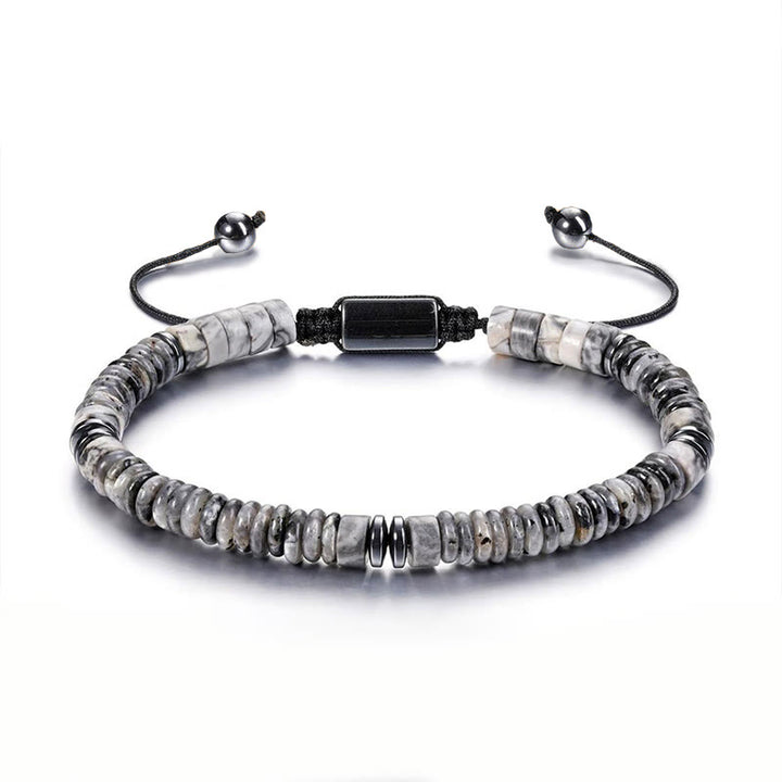 Bracelet en corde de force Buddha Stones, petit, obsidienne noire, aventurine verte, jaspe gris, œil de tigre - Jaspe gris (tour de poignet : 15-20 cm) - image 5