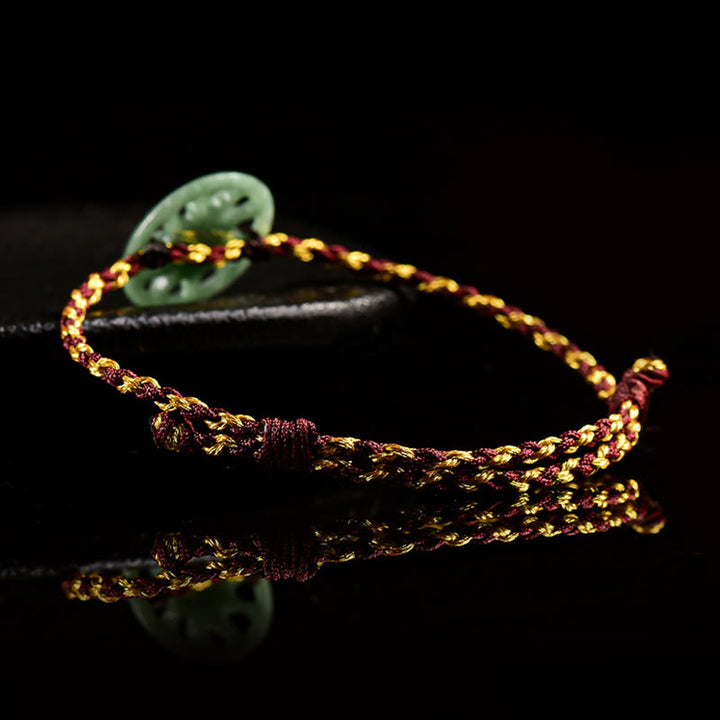 Bracelet d'abondance en corde tressée et jade soleil, Buddha Stones - image 4
