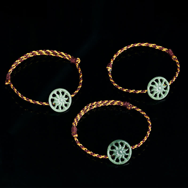 Bracelet d'abondance en corde tressée et jade soleil, Buddha Stones - image 5