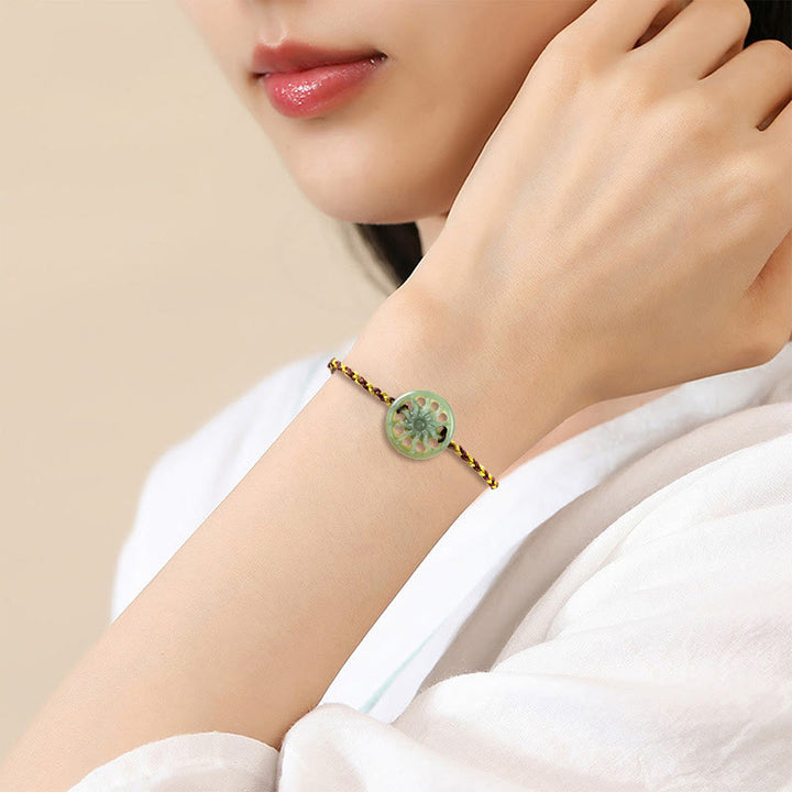 Bracelet d'abondance en corde tressée et jade soleil, Buddha Stones - image 8