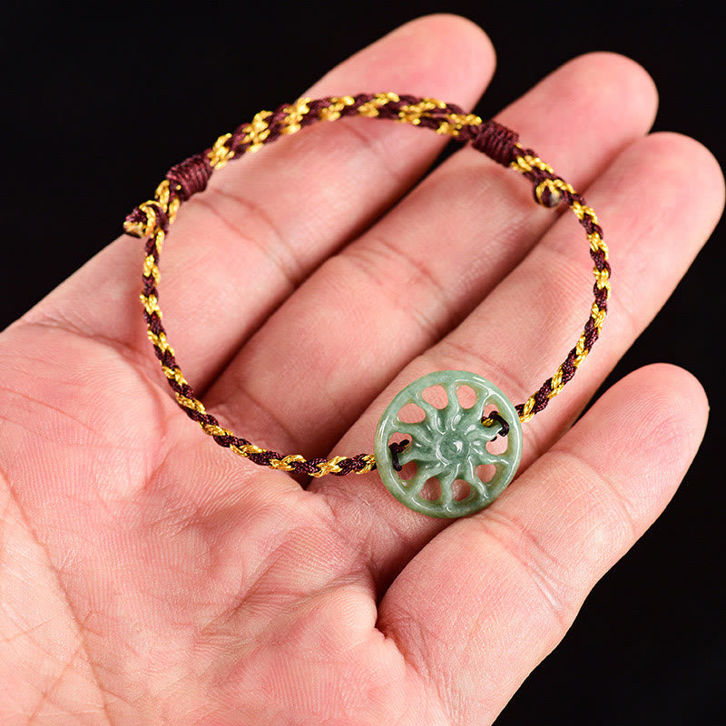Bracelet d'abondance en corde tressée et jade soleil, Buddha Stones - image 7