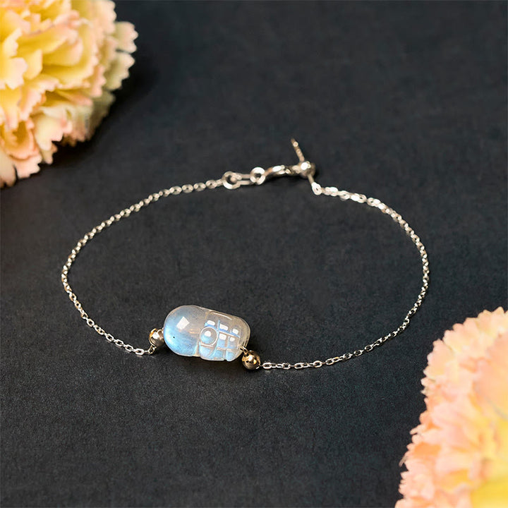 Bracelet de guérison en argent sterling 925 avec pierre de lune Pixiu et Buddha Stones - image 3
