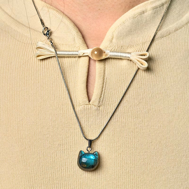 Collier pendentif de guérison en labradorite naturelle à motif de chat en Buddha Stones - image 6