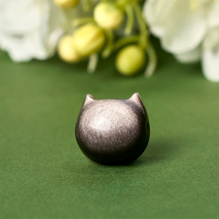 Bracelet apaisant pour chat en argent Buddha Stones 925 et obsidienne brillante argentée et dorée - image 5