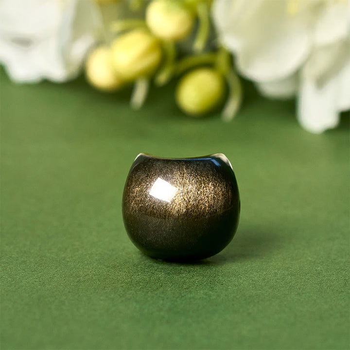 Bracelet apaisant pour chat en argent Buddha Stones 925 et obsidienne brillante argentée et dorée - image 15