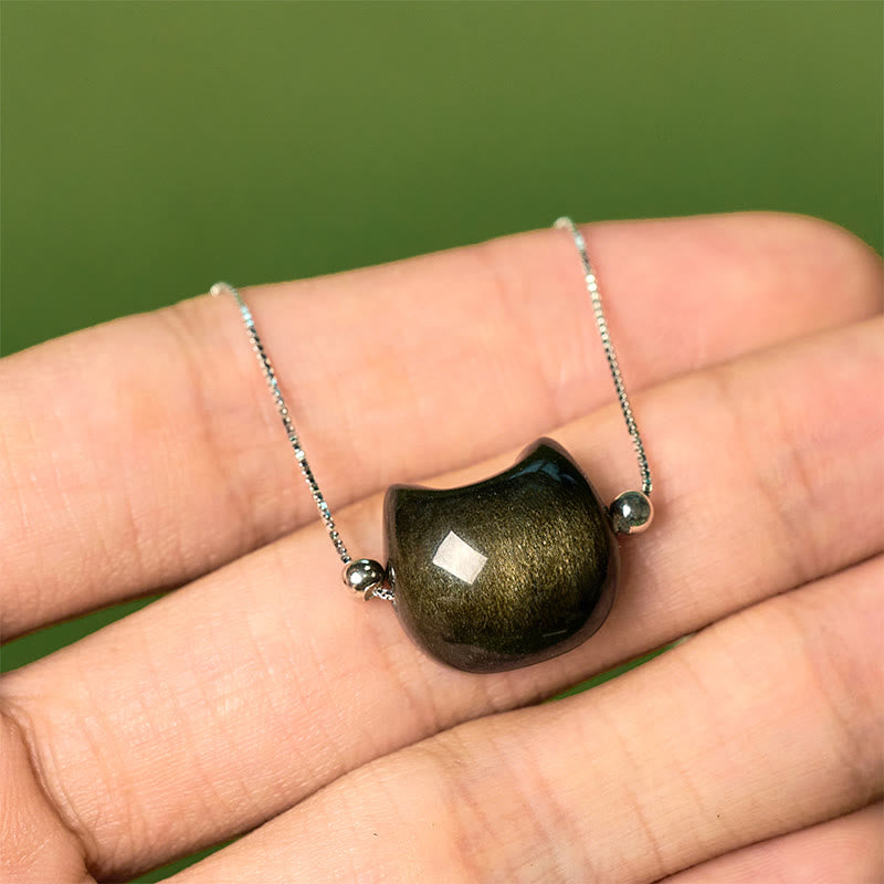 Bracelet apaisant pour chat en argent Buddha Stones 925 et obsidienne brillante argentée et dorée - image 12