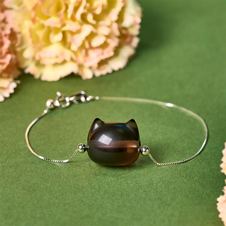 Bracelet en argent sterling 925 avec Buddha Stones et obsidienne glacée naturelle - 18-22 cm - image 0