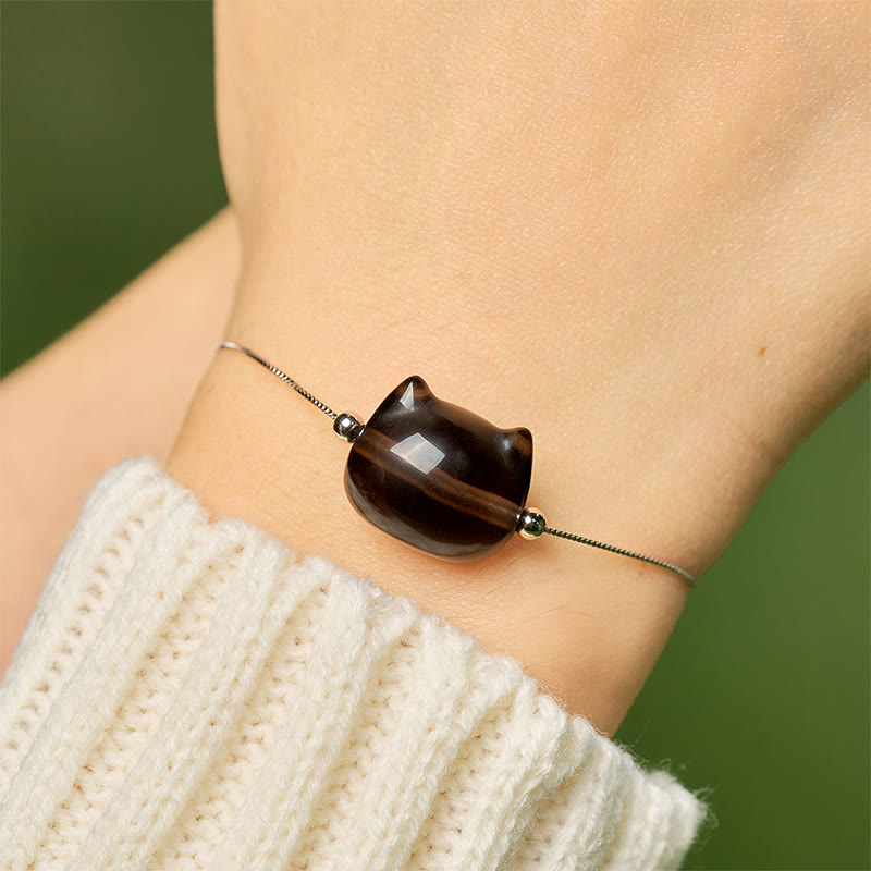 Bracelet en argent sterling 925 avec Buddha Stones et obsidienne glacée naturelle - image 4