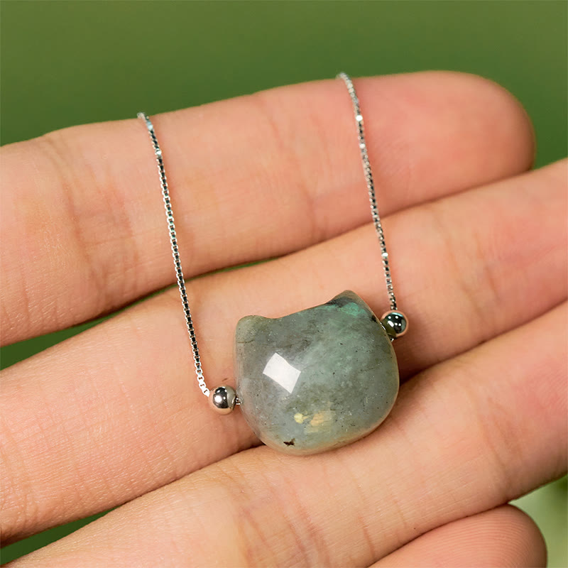 Bracelet de guérison en argent Buddha Stones 925 avec tête de chat sans visage et labradorite naturelle - image 10