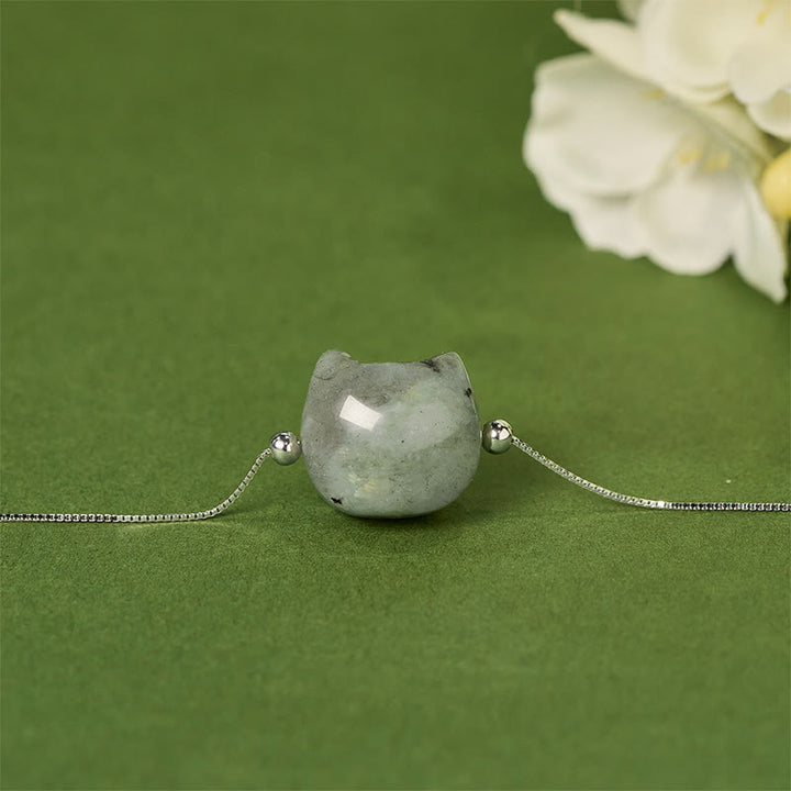 Bracelet de guérison en argent Buddha Stones 925 avec tête de chat sans visage et labradorite naturelle - image 2