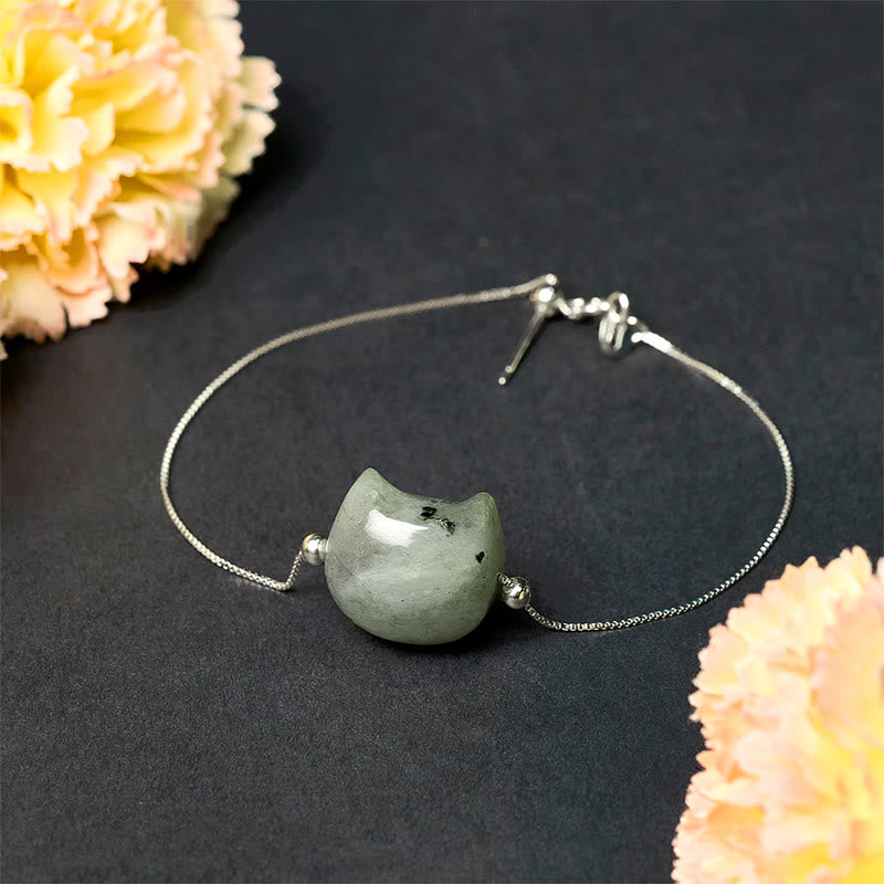 Bracelet de guérison en argent Buddha Stones 925 avec tête de chat sans visage et labradorite naturelle - image 3